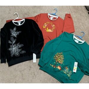 Alfred Dunner Black, Red, and Green Sweatshirts